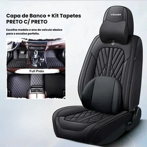 [BLACK NOVEMBER] Kit Capas de Bancos + Kit Tapetes de Luxo  | Completo para Bancos Dianteiros e Traseiros Sob Medida