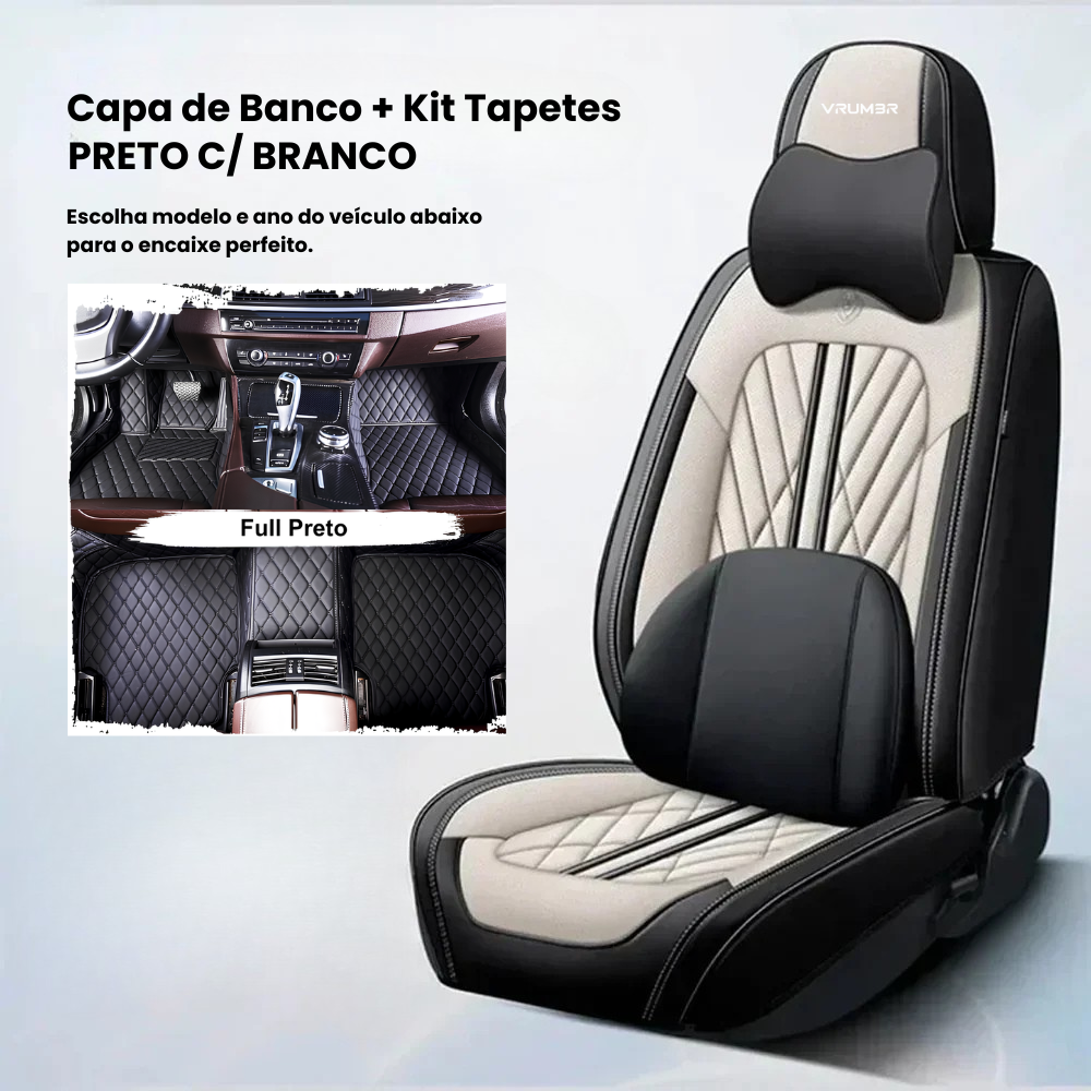 [BLACK NOVEMBER] Kit Capas de Bancos + Kit Tapetes de Luxo  | Completo para Bancos Dianteiros e Traseiros Sob Medida